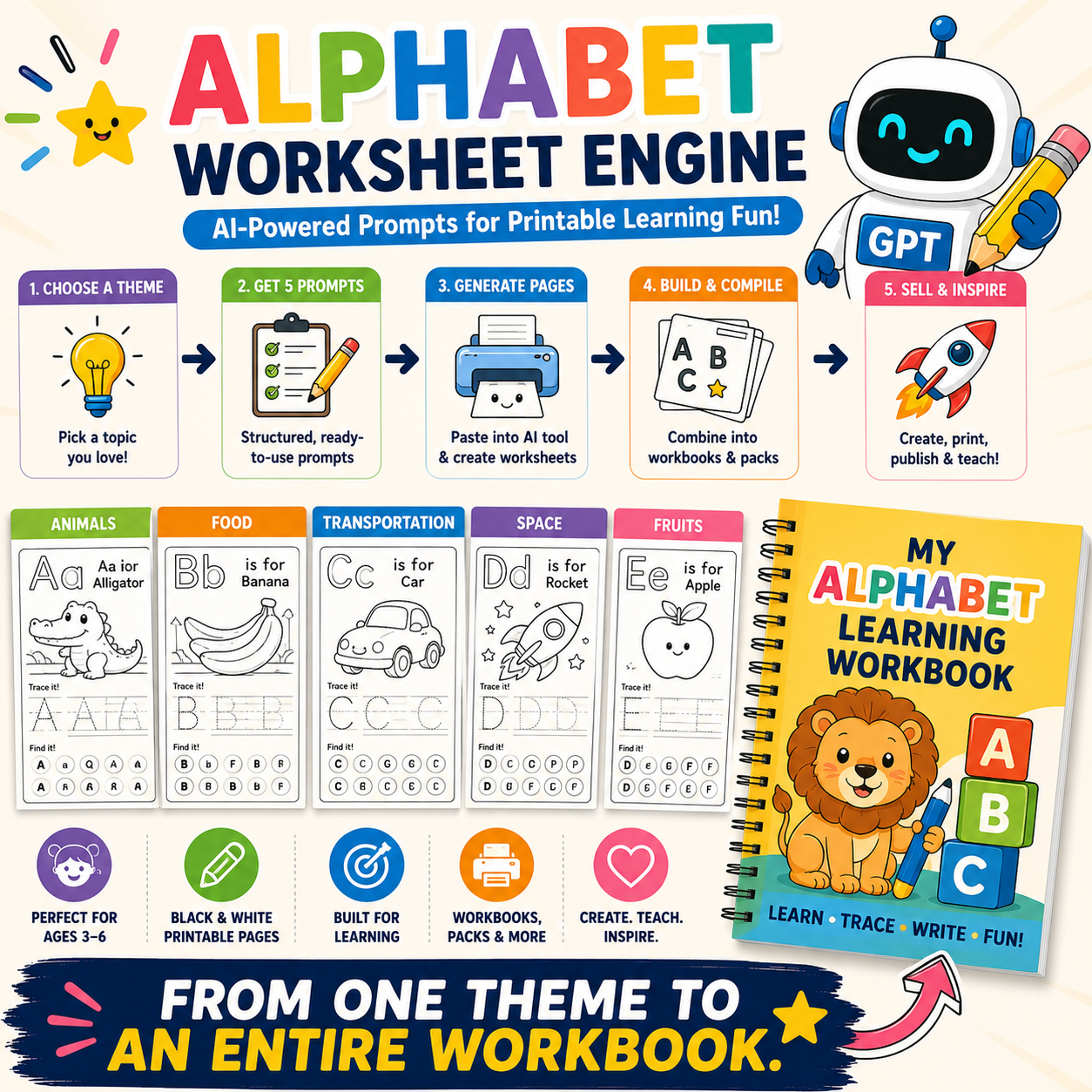 Alphabet Worksheet Engine GPT